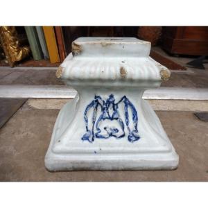 Base Of Christ On The Cross In Rouen Earthenware, 18th Century