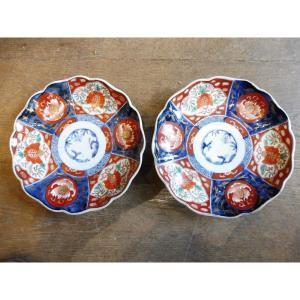 Pair Of Japanese Porcelain Plates With Imari Decoration, 19th Century