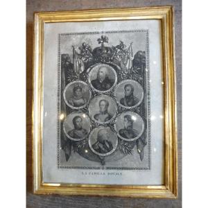 Restoration Engraving "the Royal Family", Framed  