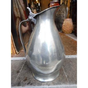 18th Century Covered Pewter Pitcher