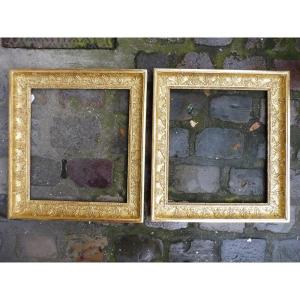 Pair Of Rectangular Frames With Empire Re-gilded Stucco Application.