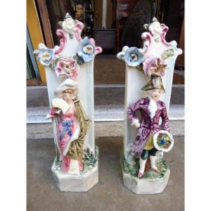 Pair Of Majolica Vases, Circa 1900  