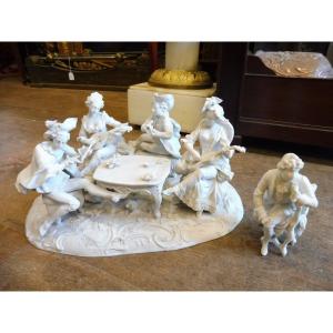 Important Biscuit Porcelain Group From 1900 "the Concert"  