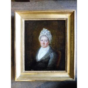 Portrait Of A Lady Wearing A Bonnet, Seated, Circa 1790