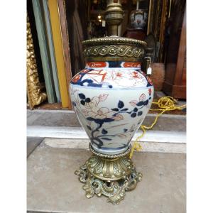 Japanese Imari Porcelain Lamp Base With Bronze Mount, 19th Century