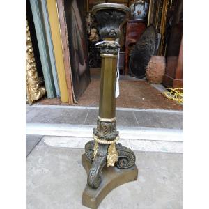 Patinated And Gilded Bronze Torch, Restoration 