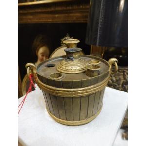 Gilt Bronze Inkwell By Charles X, Signed "au Petit Dunkerque"