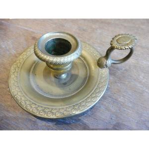 Charles X Gilt Bronze Hand Candlestick 