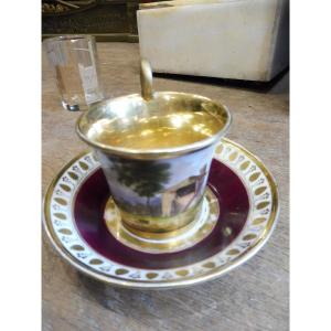 Empire Style Porcelain Cup And Saucer From Paris
