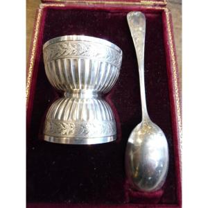 19th Century Silver Egg Cup And Spoon