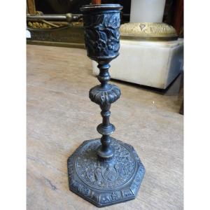 Chiseled And Patinated Bronze Torch In The 17th-century Style  