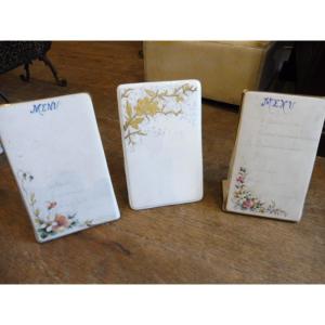 Set Of Three Porcelain Menus, Circa 1900