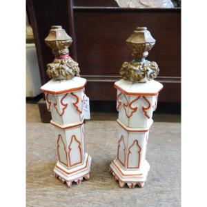 Pair Of 19th-century Paris Porcelain Perfume Bottles