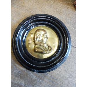 19th Century Repoussé Copper Medallion "profile Of Béranger"  