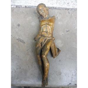 18th Century Gilded Wooden Crucifix Without Arms  
