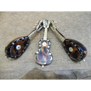 Set Of Three Miniature Tortoiseshell Stringed Instruments, Italy, 19th Century 