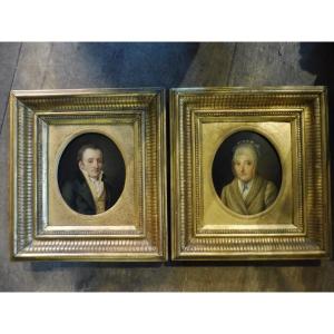 Pair Of Hsp Signed Gottlieb Herz "pair Of Portraits"  