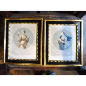 Pair Of Early 19th-century Color Engravings "faith And Hope"