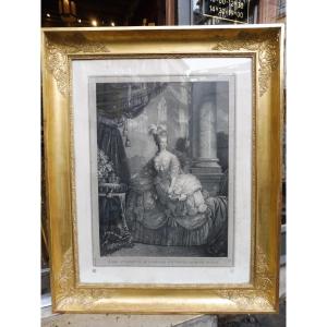 Important Engraving After Roslin, "marie Antoinette In Coronation Robes".