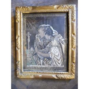 17th Century Engraving Of "mary Magdalene Repentant"  