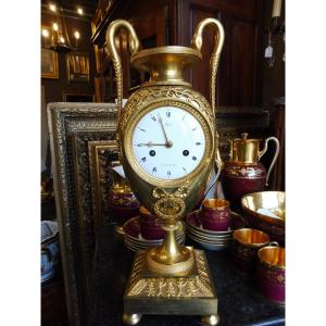 Empire Style Gilt Bronze Urn Clock Signed Lépine.