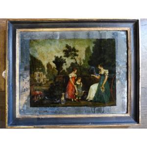 Colour Engraving Under Mercury Glass, Early 19th Century 