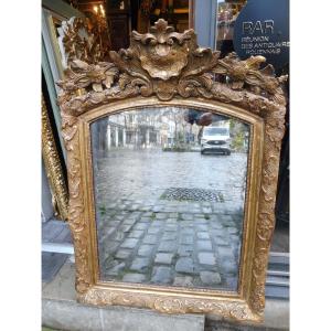 Carved And Gilded Wooden Mirror, 18th Century 