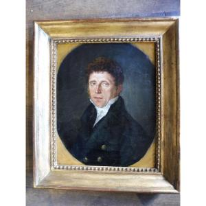 19th-century Oil On Canvas "portrait Of A Man, Bust-length"  