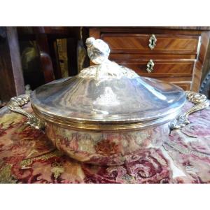 Silver-plated Metal Vegetable Dish With Coat Of Arms, Mo Delprat  