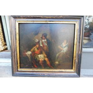 Oil On Panel, French School, Circa 1840 "historical Scene With A Scotsman" 