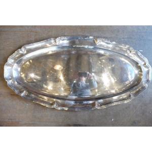 Important Silver-plated Metal Dish With Coat Of Arms, 19th Century