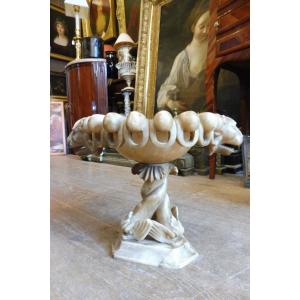 Carved Alabaster Bowl, Italy 19th Century