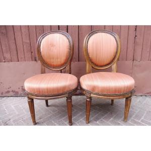 Pair Of Louis XVI Period Chairs With Medallion Backs