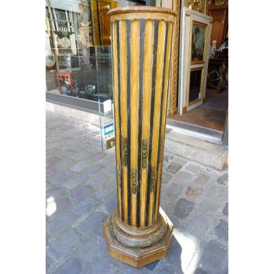 Column Carved And Painted Wood, Louis XVI Style, 19  Century