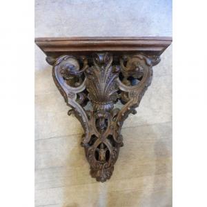 Regence Style Carved Oak Wood Wall Console