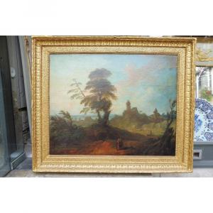 Important Oil On Canvas Signed Pierre Lenfant " Classical Countyside "