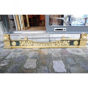 Important Fireplace Bar In Chiseled, Gilded And Patinated Bronze , Empire Period