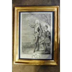 18 Century  Engraving Representing The Marquis De Nesle In Foot