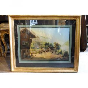 Gouache From The Swiss School Of The 19 Century