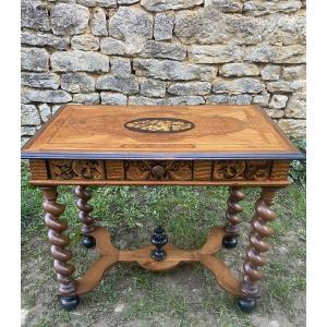 Louis XIII Table In Walnut And Marquetry 