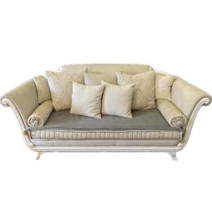 Large White Lacquered Art Deco Sofa
