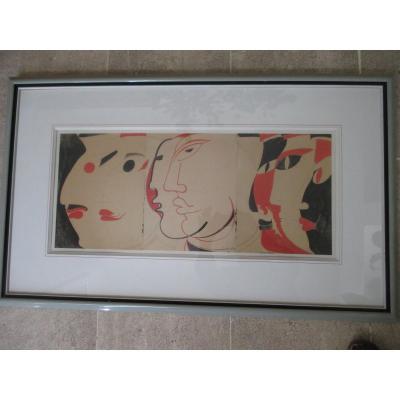 Waroquier (henri De ....) 1881 - 1970 - Three Watercolor Drawings