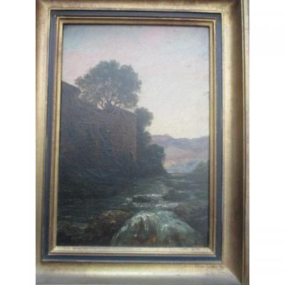 Emile Godchaux (1860-1938) "landscape Riverside"