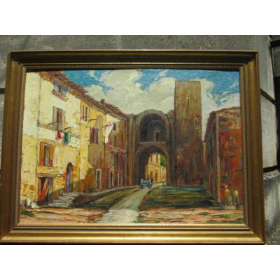 Laurent Genin (1894-1953) "street Barbantane" Hst