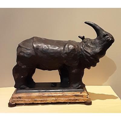 Objet De CuriositÉ -terracotta Rhinoceros-