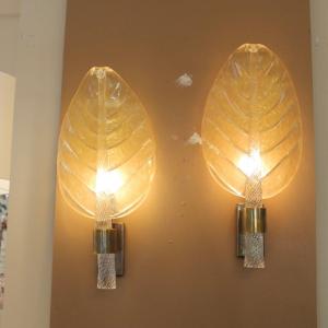 Pair Of Murano Wall Lights, Barovier & Toso 