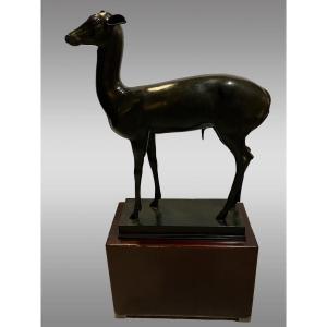 Young Deer In Patinated Bronze Signed Chiurazzi Napoli