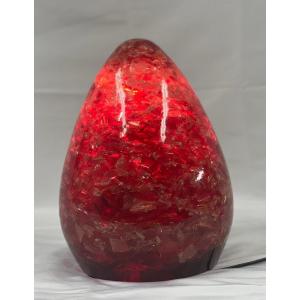 Red Fractal Resin Lamp. France. 70s (we Have Another One In Green)