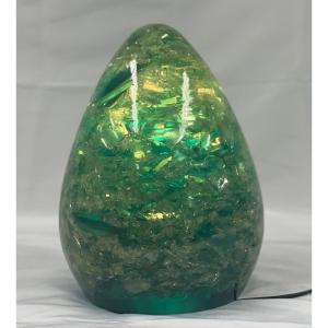 Green Fractal Resin Lamp. France. 70s (we Have Another One In Red)