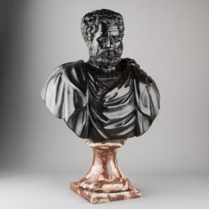 Bust In Chiseled And Black Patinated Bronze